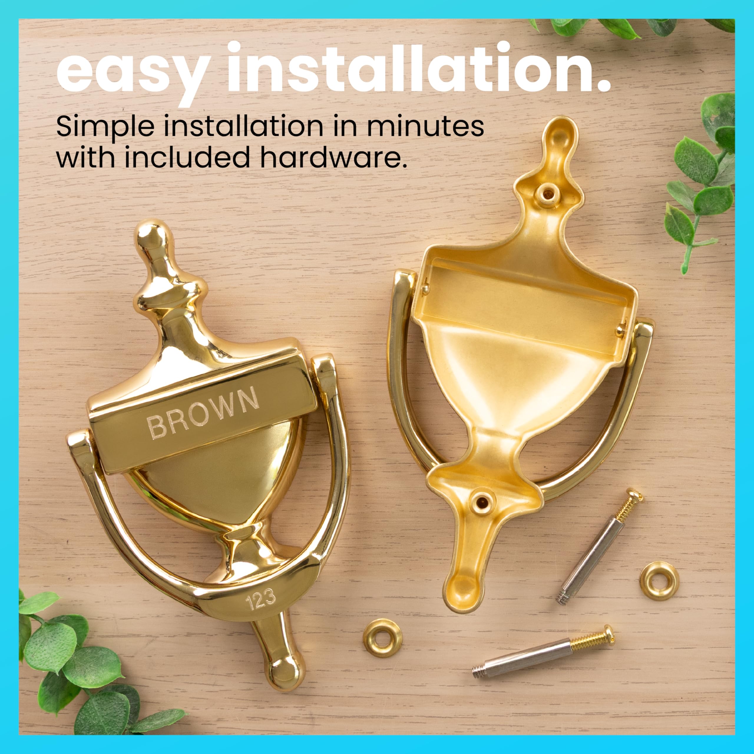 ExcelMark Door Knocker - Solid Brass Construction (Custom) - Door